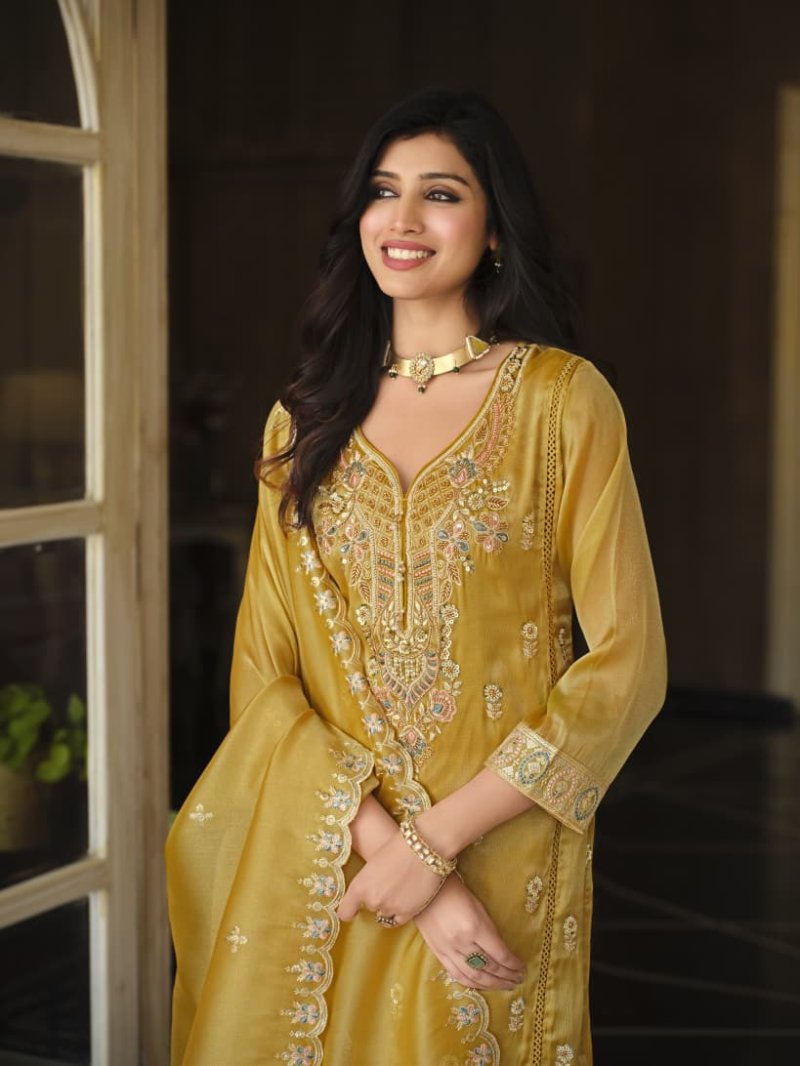 Yellow Color D 50225 A By Zaveri Simar Readymade Suits